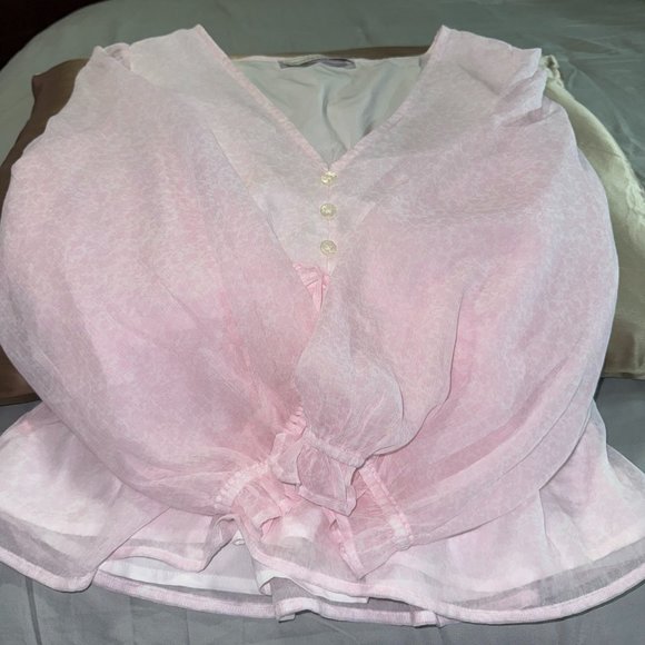ABERCROMBIE&FITCH PINK LIGHTWEIGHT SZ MEDIUM TOP DRAWSTRING WAIST TOP LINED TOP - Picture 8 of 11